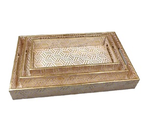 Decoración navideña con estampado de esmalte dorado, bandeja para servir en el hogar y la cocina para mesa de centro, bandeja decorativa de cocina elegante con estampado de esmalte - Product Image 1
