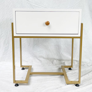 Contemporary Rubber Wood & Iron Legged LEDA Side Table TDG68045 - Product Image 2