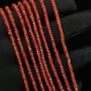 ลูกปัดหินอัญมณีสีส้มเข้มขนาด2.5-3มม. ประกายเพชรแพดพาราเดล - Product Image 1