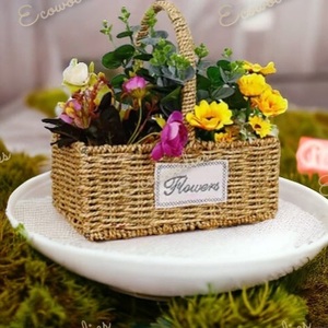 Rechteckige Aufbewahrung körbe Garten blumen Webart gewebter Rattan gewebter Blumen korb mit Rattan Wicker Cane Wicker Blumen korb - Product Image 6