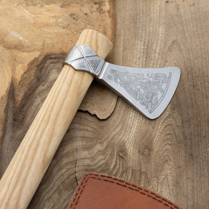 Prim el-dövme Viking balta Survival hazır çift başlı oyulmuş bıçak yüksek karbon çelik katı ahşap kolu endüstriyel sınıf - Product Image 3