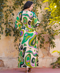 Nouvelle tendance 2024 vêtements pour femmes rayonne imprimé été concepteur gland dentelle corps complet couvrir caftan - Product Image 2