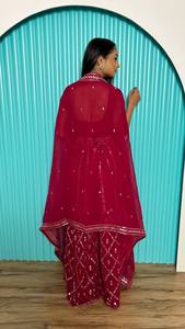 Elegante conjunto moderno de Indo Western, ajuste perfecto para el armario de fiesta de temporada festiva Lehenga Choli Georgette Palazzo - Product Image 3