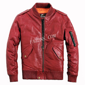Blouson aviateur en cuir pour homme, style décontracté vintage, en cuir véritable, classique, sur mesure, vente en gros, OEM - Product Image 1