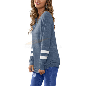 Couleur unie femmes surdimensionné col rond sweat goutte épaule décontracté Streetwear coton polaire pull pull - Product Image 3