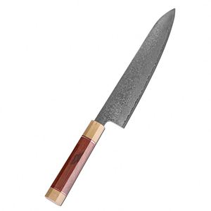 มีดเชฟดามัสกัสแบบมืออาชีพด้ามจับไม้โรสวูด - Product Image 4