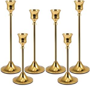 ชุดเชิงเทียนโลหะหกชิ้นทำจากทองแดงทำด้วยมือมีสไตล์คลาสสิกสำหรับตกแต่งโต๊ะ - Product Image 1