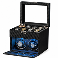 Remontoir de montre automatique à 2 emplacements avec boîte de rangement pour 10 montres en cuir PU et couvercle en verre pour montres pour hommes