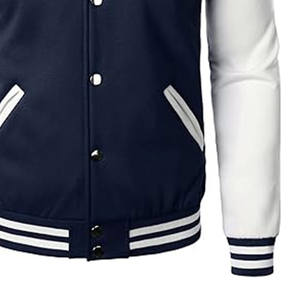 Chaqueta de invierno personalizada de alta calidad para hombre con cuello levantado y chaqueta universitaria de lana con patrón de béisbol - Product Image 6
