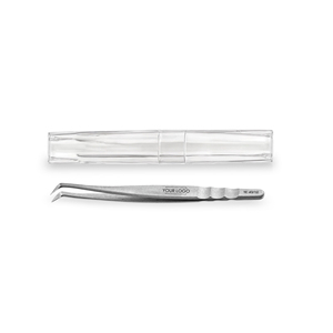 Pinces à cils professionnelles - TE 40/12 (COURBÉES) - Acier inoxydable - Étui de protection en plastique - OEM - Logo personnalisé - Marque privée - Product Image 1