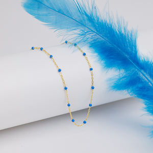 Collier chaîne tendance en argent sterling 925 turc, plaqué rhodium, avec design émaillé bleu, fait main, vente en gros, bijoux pour femmes - Product Image 6