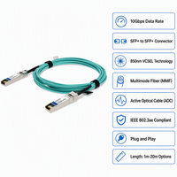 Kabel Optik Aktif 10G AOC, Kabel Serat Optik Kecepatan Tinggi, Perakitan Kabel Transmisi Jaringan SFP untuk Koneksi Pusat Data