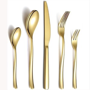 Juego de 5 cubiertos de acero inoxidable, ideal para la cocina, cubiertos recubiertos de color plateado para el hogar, mango simple, precios asequibles - Product Image 5