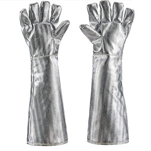 Guantes protectores de aramida aluminizados de alta temperatura Guantes de aislamiento de trabajo de seguridad de soldadura de extinción de incendios Guantes de papel de aluminio - Product Image 1