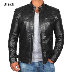 Chaqueta de lona de talla grande para hombre, abrigo de motociclista con cuello vuelto informal de cuero para otoño e invierno, prendas de vestir con cremallera - Product Image 2