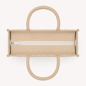 Bolsa de algodón Juco con textura de diamante y bolsillo frontal de lona, 12 x 10 x 5 pulgadas, con cremallera, para regalo. - Product Image 6