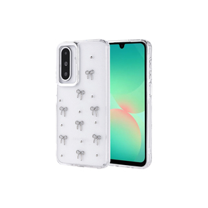 Coque de téléphone en silicone transparente scintillante de luxe pour Samsung Galaxy A26, antichoc avec coussin d'air et décor nœud papillon - Product Image 1