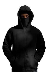 Hot New Unisexe Double À Capuche 100% Coton Sweat Hommes Demi Zip Pull Balaclava Hoodies Automne Hiver En Plein Air Tenues Décontractées - Product Image 2
