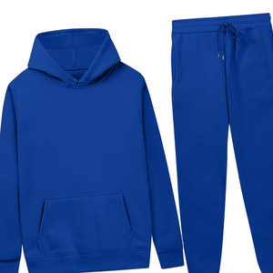 Ensemble de survêtement bleu roi avec sweat à capuche et pantalon de jogging pour hommes et femmes, vêtements de sport décontractés d'hiver, vente en gros, usine OEM, logo personnalisé - Product Image 3