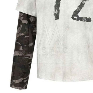 Nouveauté T-shirts double couche patchs personnalisés pour hommes T-shirts surdimensionnés à manches longues fabriqués au Pakistan - Product Image 5