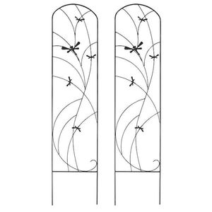 Lot de 2 treillis de jardin en fer pour décoration de mur de clôture ou de patio supportant des plantes à fleurs décoratives - Product Image 1
