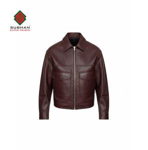 Blouson aviateur en cuir synthétique brun fait main A-2 |   Vêtements d'extérieur décontractés pour l'hiver |   Offrez-lui un cadeau - Product Image 1