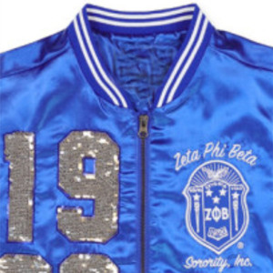 ZPB <b>Sequin</b> <b>Jacket</b> Royal Blue 100% Polyester Zeta Phi Beta <b>Jacket</b> with Embroidered Team Logo on Front Stylish Greek Apparel - Product Image 5