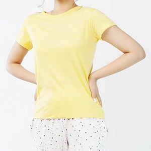 Camiseta ajustada de manga corta para mujer Algodón/Poliéster Liso teñido - Product Image 2