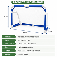 But de football pliable en alliage d'aluminium 4x2,5 pieds 5x3 pieds, filet de football portable avec sac de transport pour enfants et adultes, idéal pour l'entraînement et les cadeaux