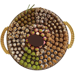 Plateau à chocolat en métal doré de la plus grande qualité avec poignée en bois Plateau à chocolat Porte-dessert pour les fêtes de mariage et tous les événements - Product Image 6