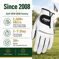 Sarung Tangan Golf Grosir Logo Kustom Putih Berlubang Bernapas Full Finger Tali Pergelangan Tangan Dapat Disesuaikan Label OEM Sarung Tangan Golf