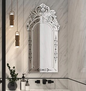 <b>Mirror</b> Bathroom Venetian <b>Silver</b> Squared Wall Mount Vanity <b>Mirror</b> for Bedroom - Product Image 1