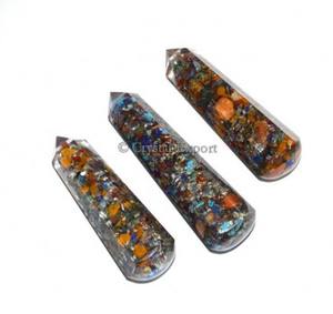 Venta al por mayor de varitas de masaje orgonita en capas de 7 Chakras, artesanías de piedras preciosas suaves vikingo Reiki Feng Shui enérgico religioso pulido - Product Image 5