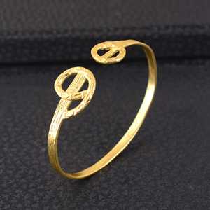 High Demand <b>Boho</b> Geometric Cuff <b>Bracelet</b> Brass Jewelry for Women 18k Gold Plated Circle Open Bangle for Wholesale/OEM/ODM - Product Image 4