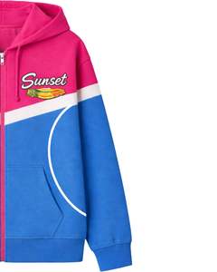 <b>Mens</b> <b>Pink</b> And Blue Color Block Zip Up <b>Hoodie</b> Premium Cotton Fleece Hooded Sweatshirt Casual Streetwear Jacket OEM Bulk - Product Image 3