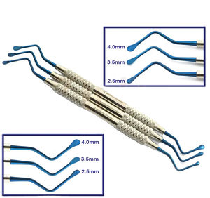 Lot de 3 curettes manuelles Lucas à pointes bleues pour l'élimination des kystes, instruments dentaires en acier inoxydable certifiés CE - Product Image 2