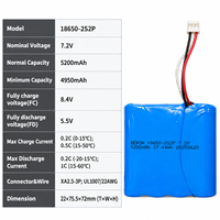 Batterie rechargeable 18650 2S2P 5200mAh 7.2V avec BMS pour coussin de massage