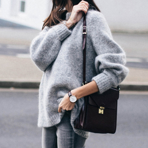 Pull en mohair pour femmes OEM sur mesure le plus vendu pull en tricot solide pull ras du cou avec couleurs personnalisées taille et logo - Product Image 6