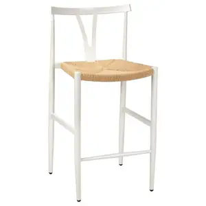 Chair Bar Counter Wholesale French Tall Table Restaurant Furniture Iron Luxury High Modern White Metal Stool Bar Chair