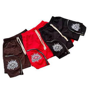 กางเกงขาสั้นคาร์โก้ผ้าไนลอนปักลายสไตล์สตรีทแวร์ฤดูร้อนแบบสวมใส่สบายทรงหลวมมีซิปสำหรับผู้ชาย - Product Image 1