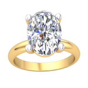 Anillo Ovalado de Diseño Clásico de Lujo en Oro Amarillo y Blanco de 9K para Mujer con Diamante Cultivado en Laboratorio de 2.28 Quilates, Claridad VS, Color EF - Product Image 1