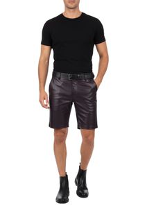 <b>Mens</b> <b>Black</b> Genuine Leather <b>Shorts</b> with Closure Button OEM and Wholesale Supply - Product Image 3