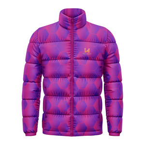 Blouson matelassé personnalisé d'hiver, solide, à bulles, imprimé camouflage 3D, formel, enduit, léger, imperméable, à fermeture éclair, col roulé - Product Image 4