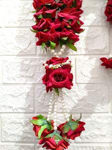 Ensemble de guirlande artificielle de mariage de 2 pièces Varmala pour la mariée marié Rose Haar pour l'honneur d'invité de mariage Nikah Haar Sikh Milni Mala - Product Image 2