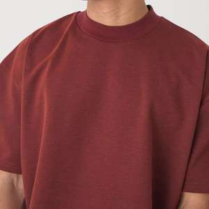 Camiseta fresca de color sólido con logotipo personalizado para hombre, estilo Boxy Fit con hombros caídos pesados, manga corta, algodón puro - Product Image 4