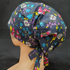 Chapeaux de gommage d'infirmière imprimés à la mode par Raw to Fine Cotton Scrub Hats avec bandeau anti-transpiration pour les scènes extérieures et décontractées - Product Image 3