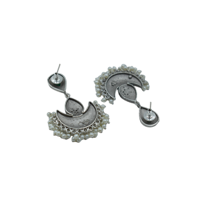 latest trending fashion 2024 Trending handmade <b>silver</b> look alike brass hoop <b>stud</b> <b>silver</b> matte earing for girls and women - Product Image 3