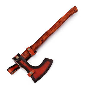 Hache à fendre de qualité industrielle en acier au carbone forgé à la main, robuste |   Couteau de camping d'extérieur à double lame en acier à haute teneur en carbone avec manche en bois - Product Image 4