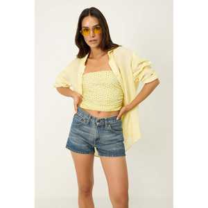 Casual Short-Length Strapless <b>Mesh</b> Crop <b>Top</b> with Front Logo - Product Image 2