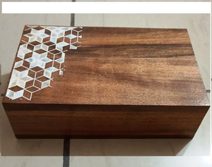 Caja de joyería de diseño moderno, cajas decorativas con forma cuadrada de madera y resina, Color gris, pájaro impreso, utilizado para accesorios de joyería modernos - Product Image 3